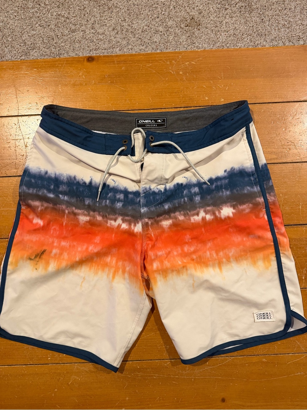 O'Neill Men’s Navy, Orange & Cream Tie-Dye Boardshorts